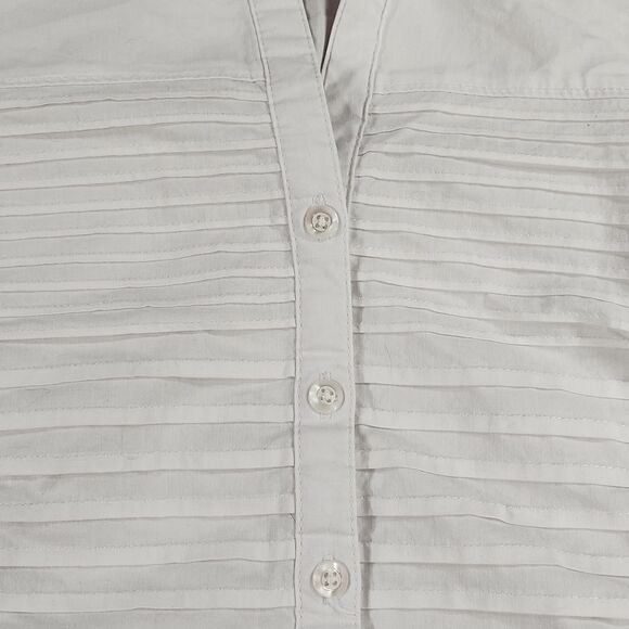 🩵Zac & Rachel White Pleated Button Front Adjustable Long Sleeve Top Large - Picture 9 of 16